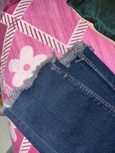 Dark Blue High-waist Skinny Jeans [streachable]