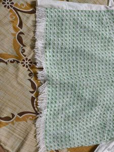 White Zara Top With green Houndstooth Pattern.