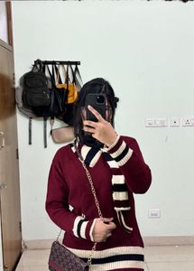 Maroon Winter Cardigan Sweater