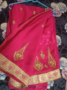 Elegant Pink Embroidered Saree