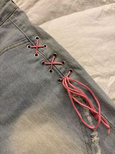 Lace Up Flared Jeans