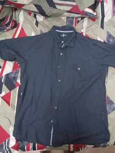 Navy Blue Short Sleeve Button-Down Shirt