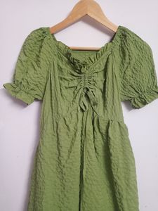 Embossed Soft Olive coloured Dress