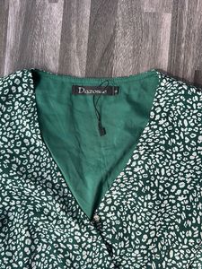 Green Floral Print Midi Dress