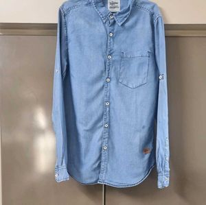 Light Wash Denim Button-Down Shirt