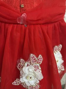Red Soft Net Frock