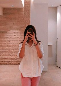 White drop shoulder bershka Shirt