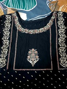 Elegant Black &amp; Gold Embroidered Dress