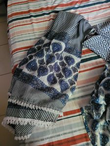 Blue &amp; White Print Kurti
