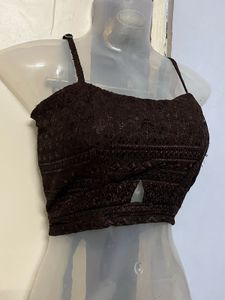 Pintrest padded sequins brown top
