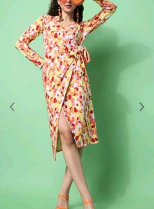 Brand New Colorful Printed Wrap Dress