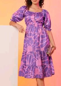 Globus Fit And Flare Satin Lavender Midi