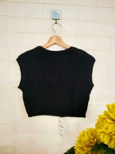Black Crochet Y2k Crop Top