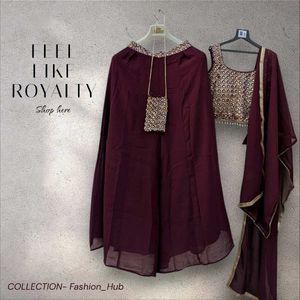 🌸 Maroon Palazzo Set With Purse 🌸