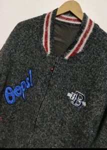 Grey Color Zipper Sweater For 38 Chest