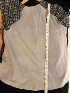 Chic Grey &amp; Plaid Sleeve Top