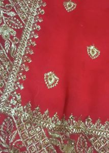 Red and Gold Embroidered Fabric