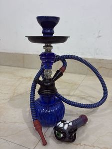 Blue Hookah And Glass Smoking Pipe