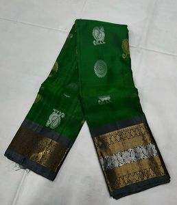 Green &amp; Grey Pure Kanchipuram Silk Saree