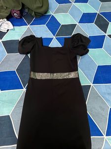 Black Puff Sleeve Party Dress