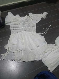 Girls&#39; White Salwar Kameez Set