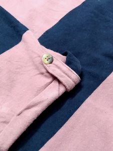 Pink And Dark Blue Colour Block T Shirt