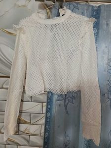 Crochet Knit Bell Sleeve Crop Top