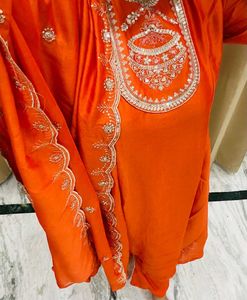 Orange Embroidered Kurta Set