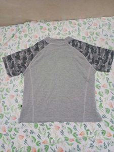 Gray Tee with Camo Sleeves
