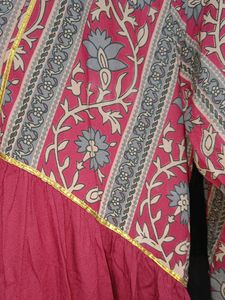 Long Maroon Cotton Kurta