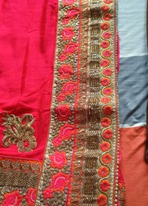 Elegant Red Embroidered Saree