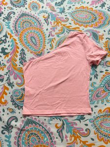 One shoulder baby pink crop top