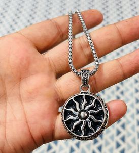 Silver Tone Sun Pendant Necklace