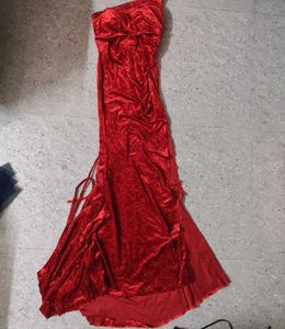 Velvet Dark Fem Side Slit One ShoulderOff Dress