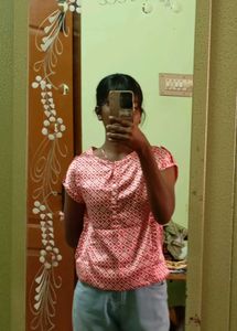 Metallic Pink And White Top