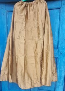 “Golden-Brown Long Skirt with Side Chain
