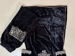 Black Velvet Dress Without Duppata