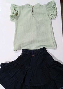 Cute Kids Outfit: Top &amp; Denim Skirt