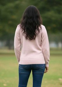 Pink Zip-Up Woollen Sweater