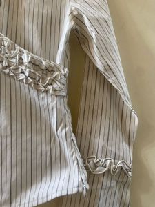 Striped Ruffle Detail Blouse