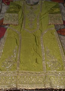 Olive Green Embellished Kurta Set
