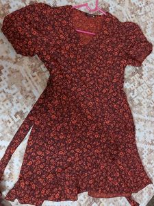 Tokyo Talkies Women Wrap Brown Orange Dress