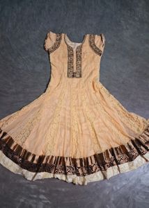 Peach Embroidered Anarkali Dress