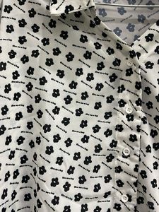 Floral Print Baggy Fit White Shirt