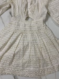 White Back tieup Dress
