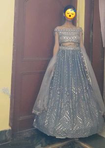 Off Shoulder Back Less Lehenga