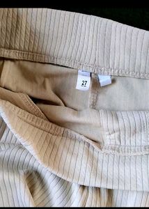 Beige Wide Leg Trousers