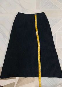 Black Knit A-Line Skirt