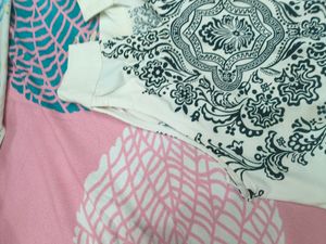 White Streachable Printed Top