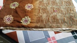 Printed Saree With Sitara Work